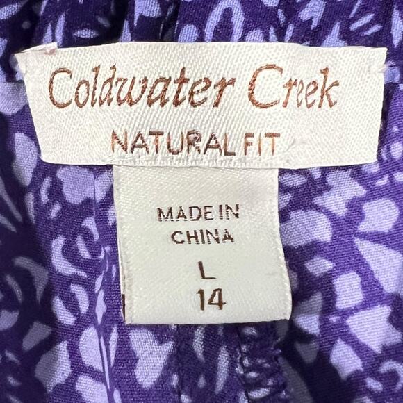 Coldwater Creek Purple Print Pull On Pants Size L - Picture 3 of 8